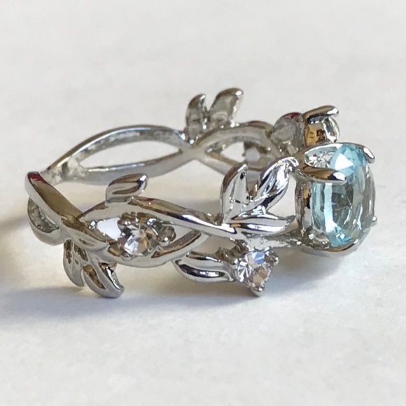 Vintage Silver Topaz Cocktail Ring Size 7 8 9 10 - Picture 4 of 8
